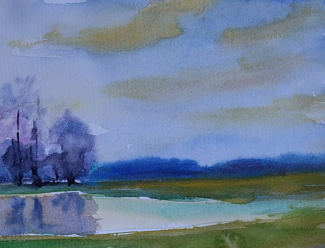 Watercolor painting Lake in the woods Boris Serdyuk - 5