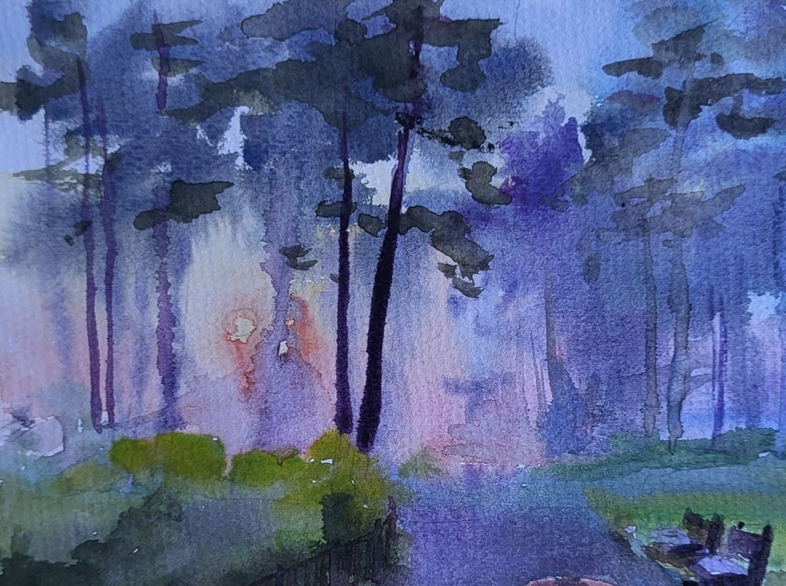 Watercolor painting Morning after rain Boris Serdyuk - 4