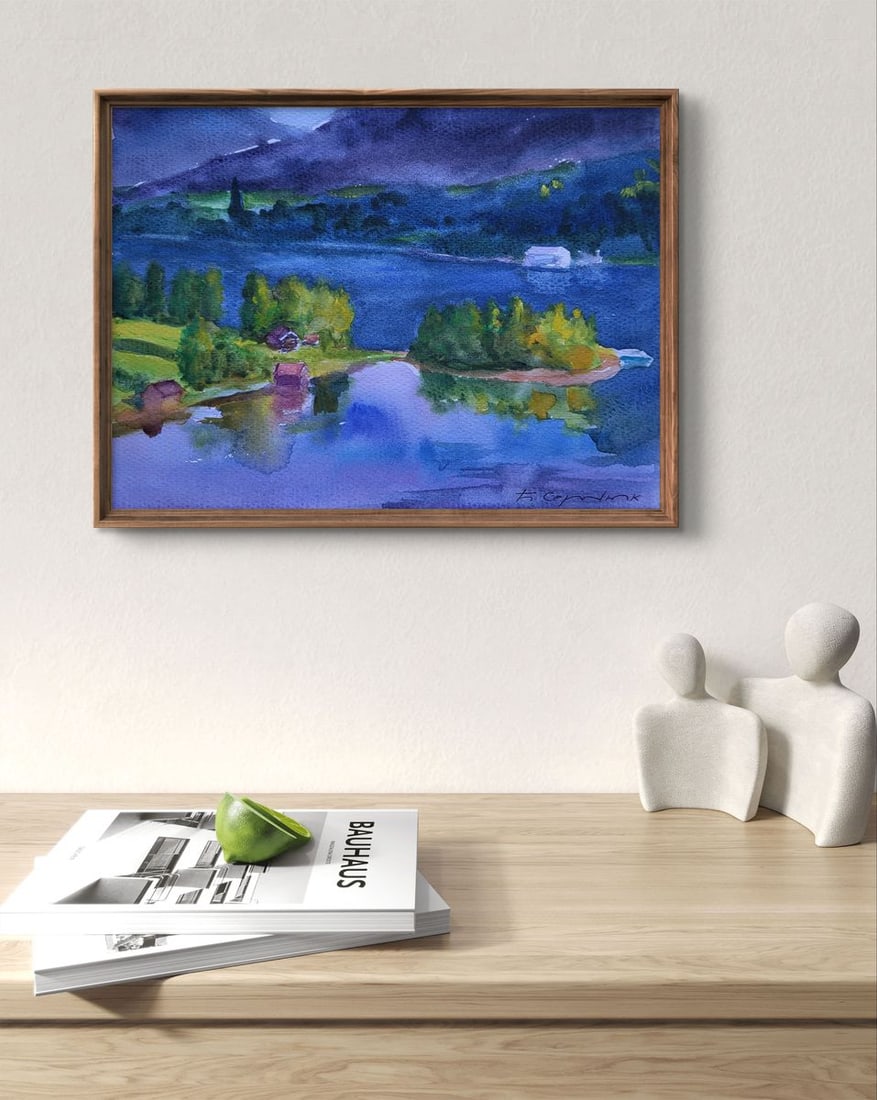 Watercolor painting Clouds over town Boris Serdyuk - 2