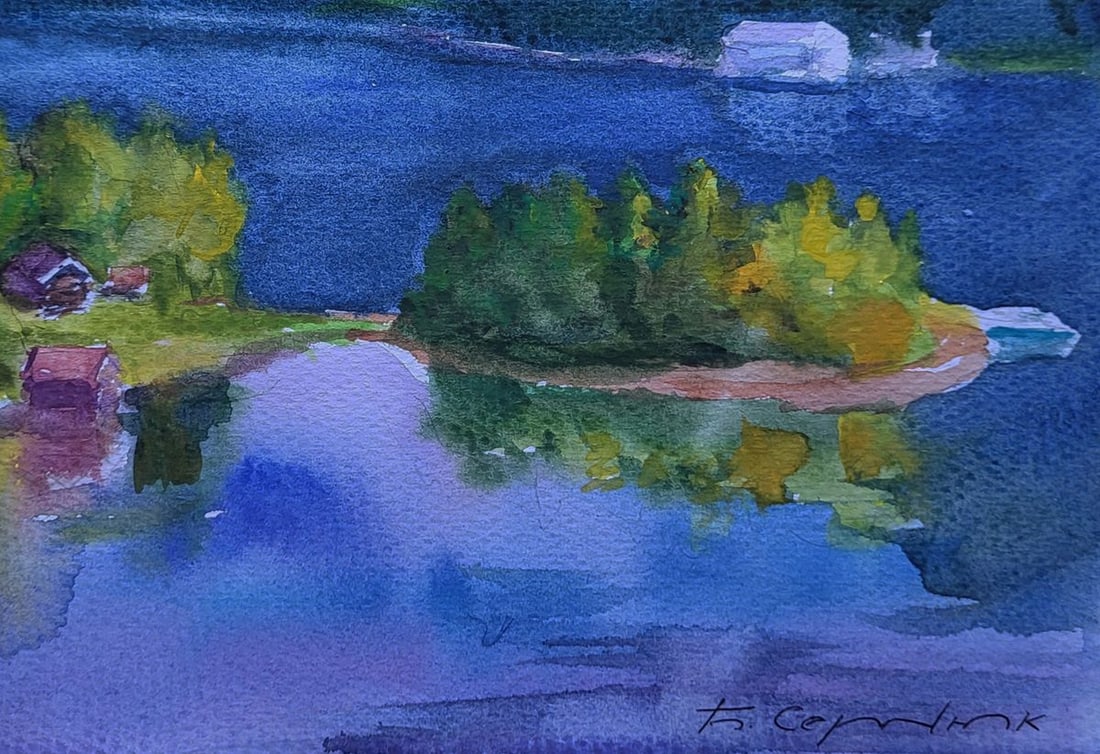 Watercolor painting Clouds over town Boris Serdyuk - 7