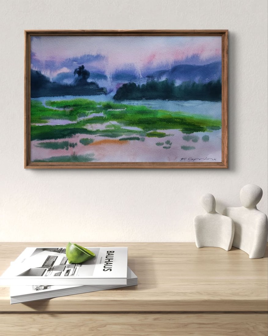 Watercolor painting Morning fog Boris Serdyuk - 2