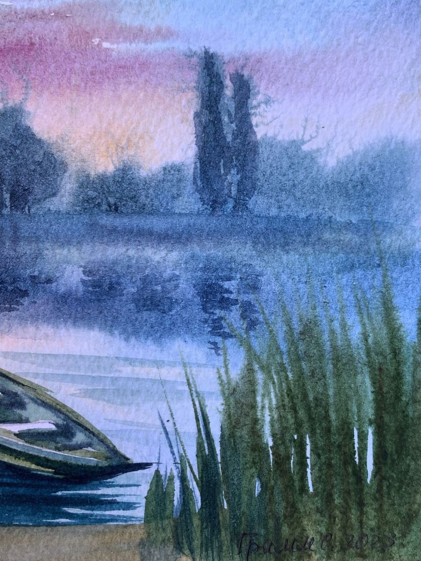 Watercolor painting Boat on the shore Svetlana Gramm - 11