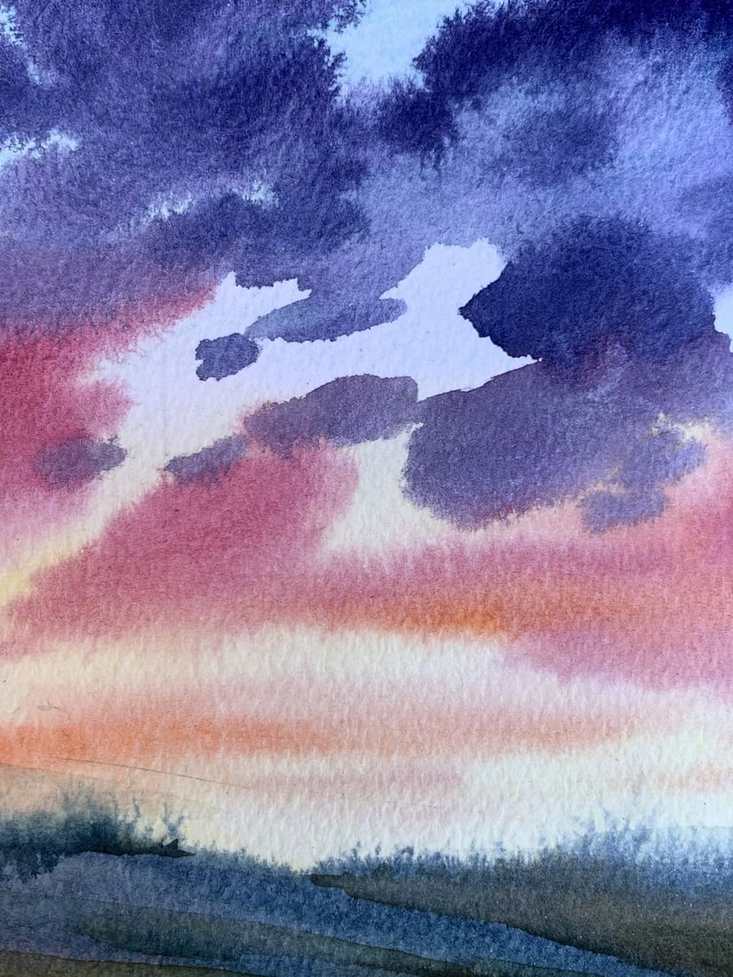 Watercolor painting Pink sunset Svetlana Gramm - 7