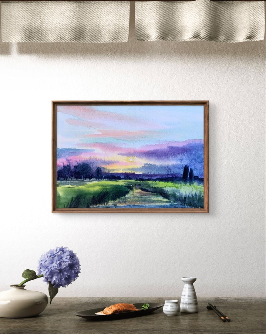 Watercolor painting Sun behind the clouds Svetlana Gramm - 3