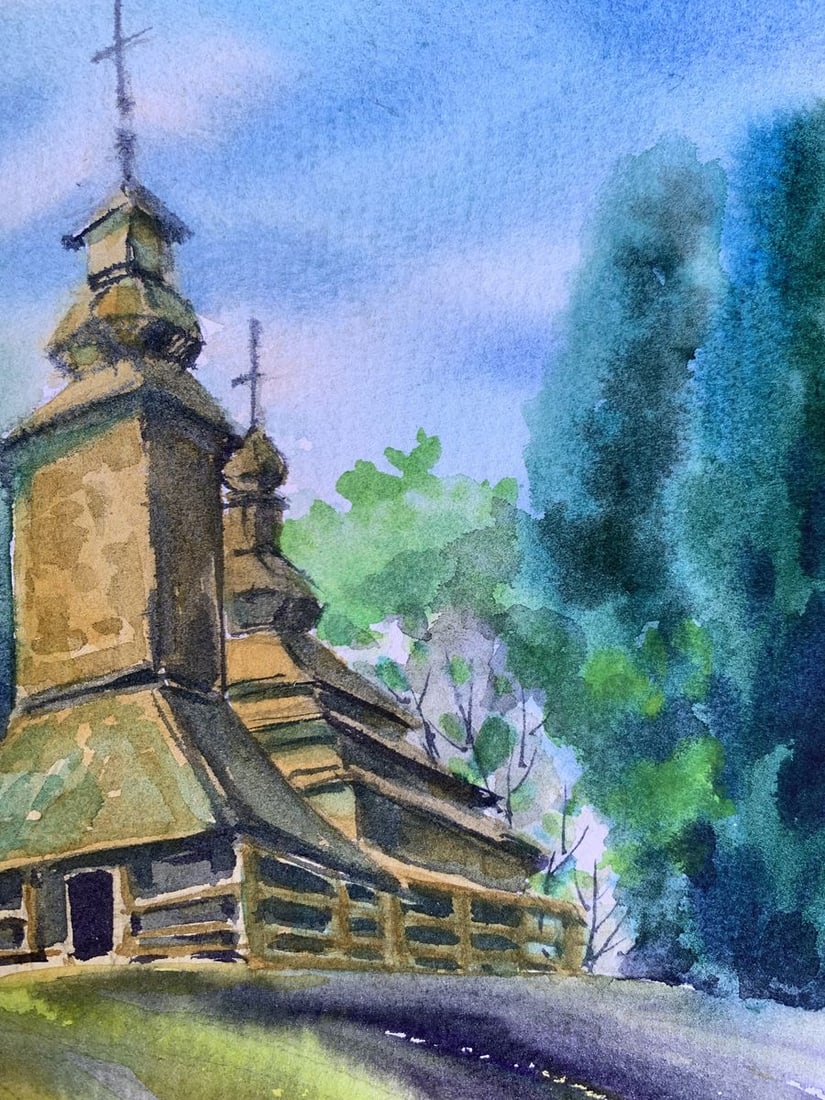 Watercolor painting Ancient church Svetlana Gramm - 5