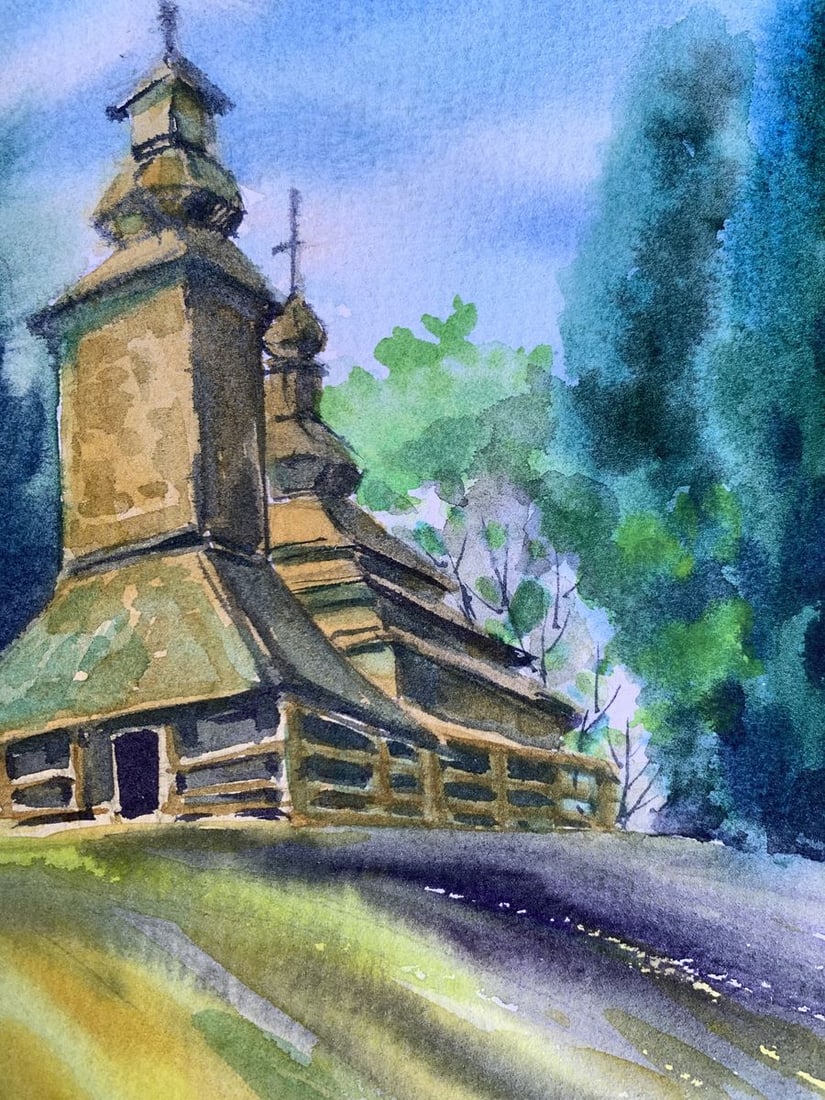 Watercolor painting Ancient church Svetlana Gramm - 7