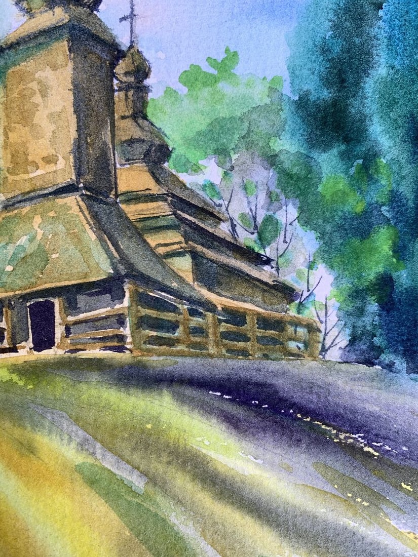 Watercolor painting Ancient church Svetlana Gramm - 8
