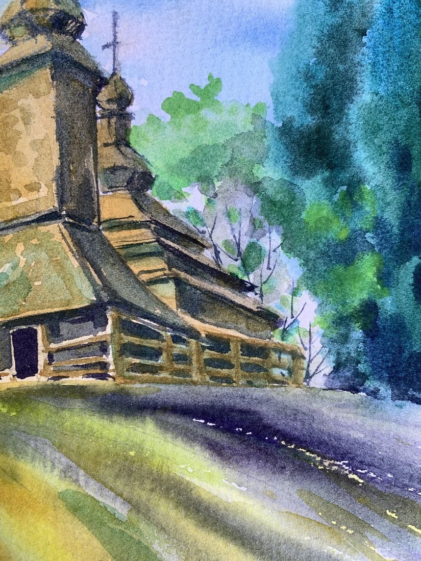 Watercolor painting Ancient church Svetlana Gramm - 9