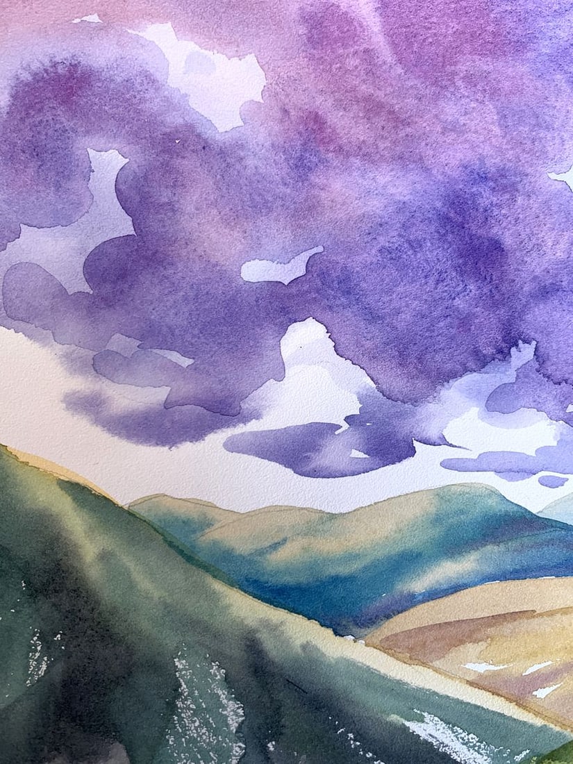 Watercolor painting Mountain View Svetlana Gramm - 5