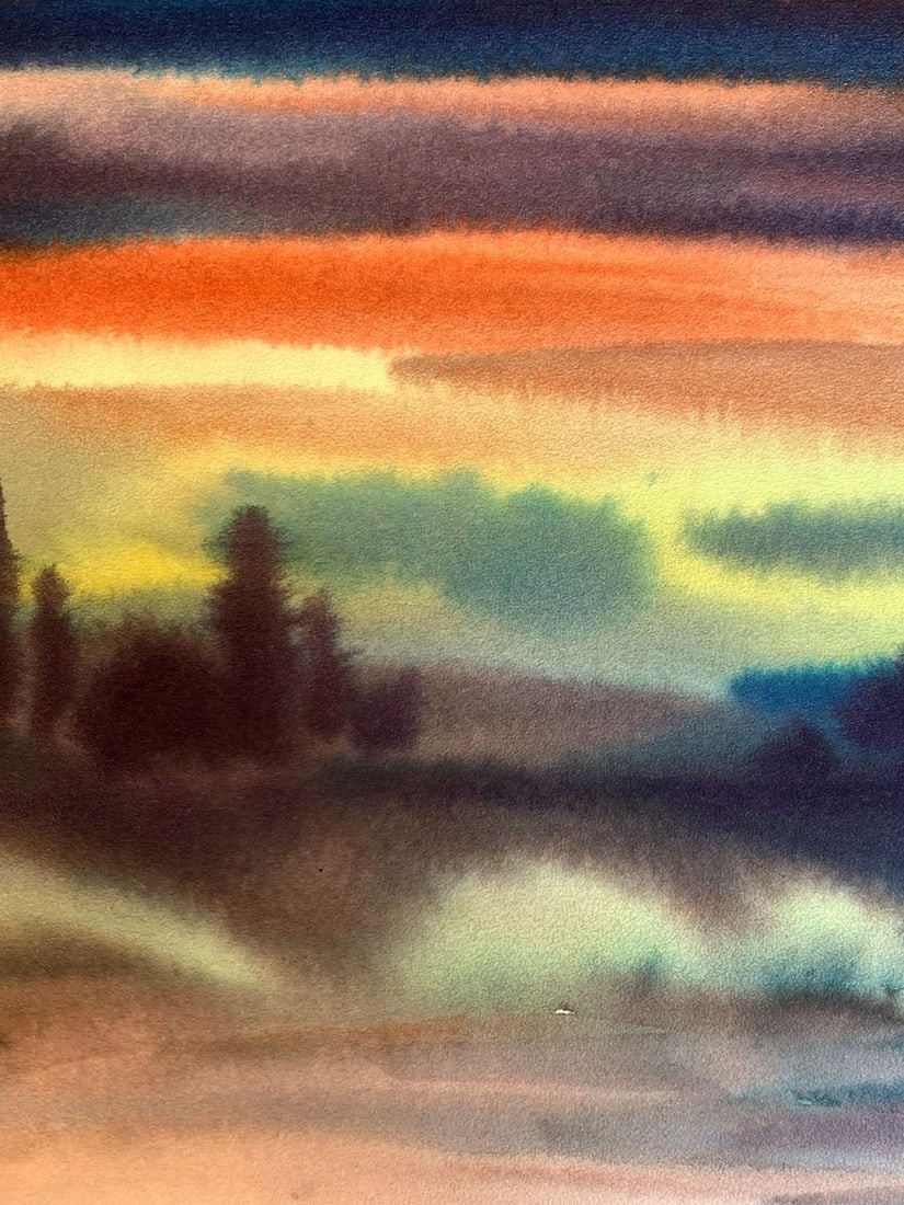 Watercolor painting Colorful evening Svetlana Gramm - 5