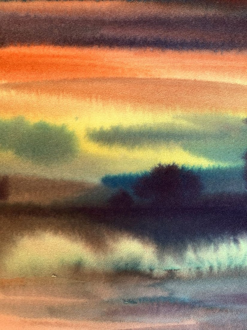 Watercolor painting Colorful evening Svetlana Gramm - 7