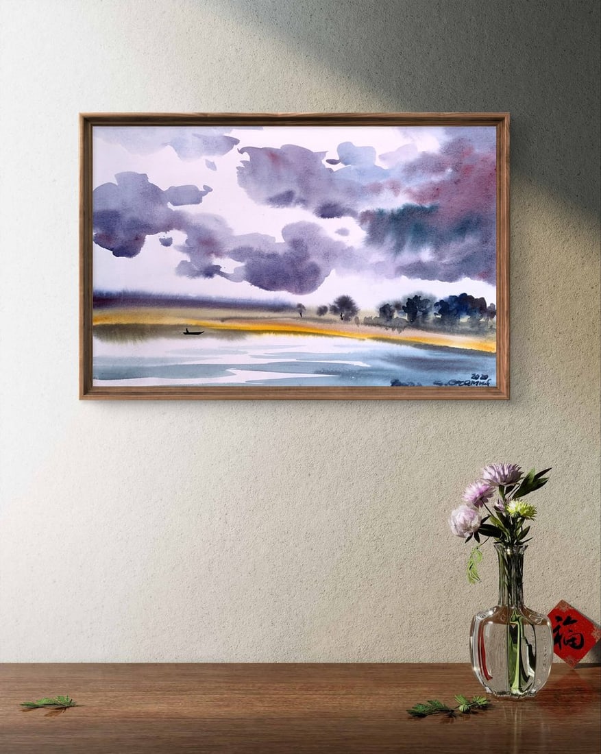 Watercolor painting Alone on the river Svetlana Gramm - 2