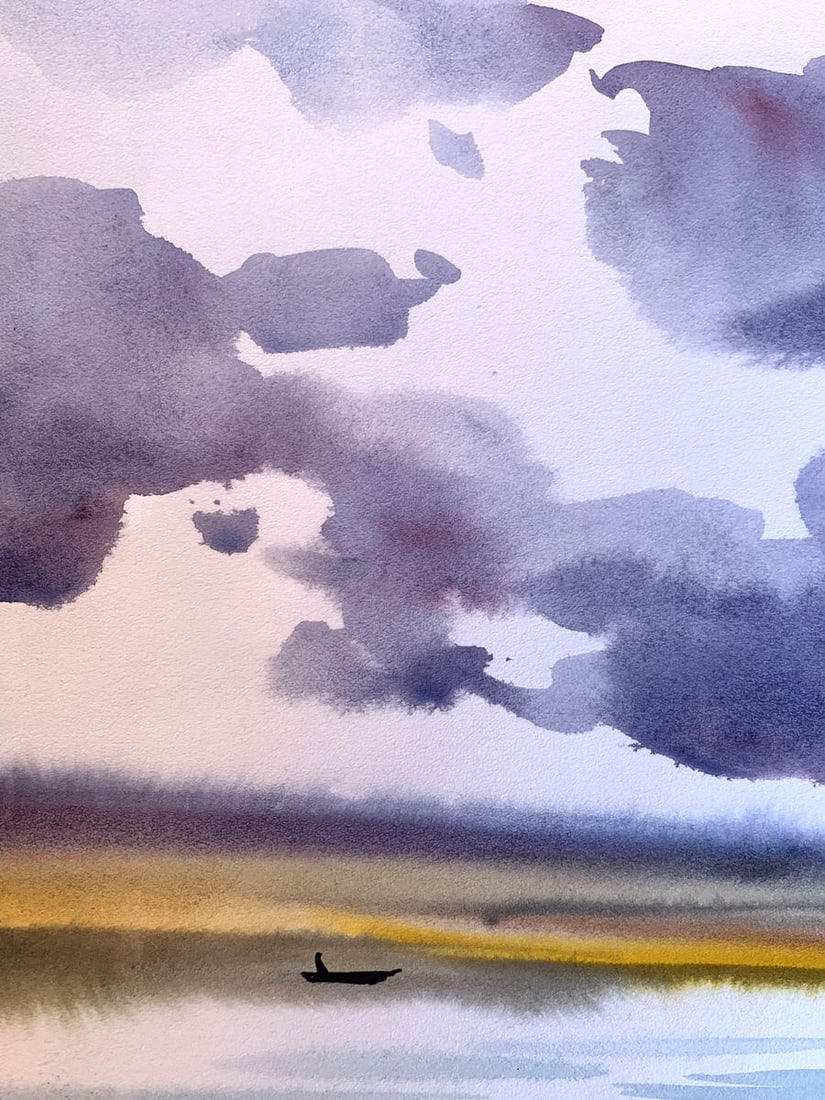 Watercolor painting Alone on the river Svetlana Gramm - 4