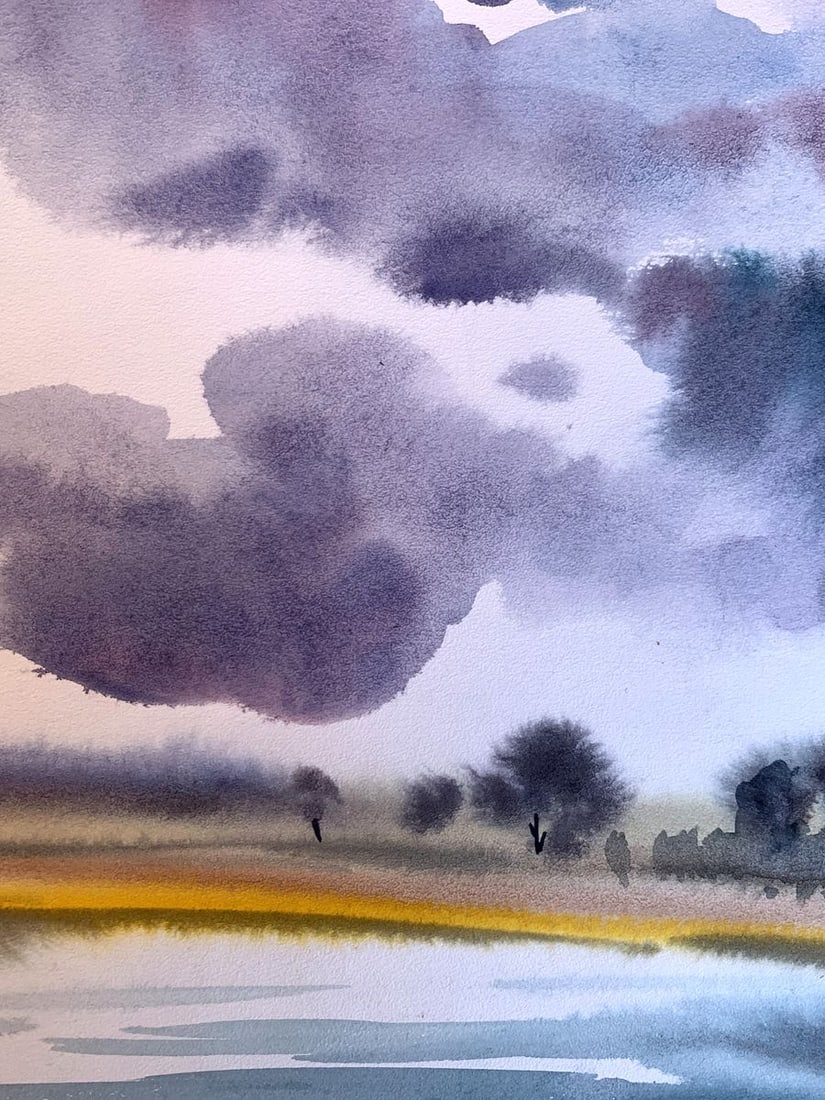 Watercolor painting Alone on the river Svetlana Gramm - 7