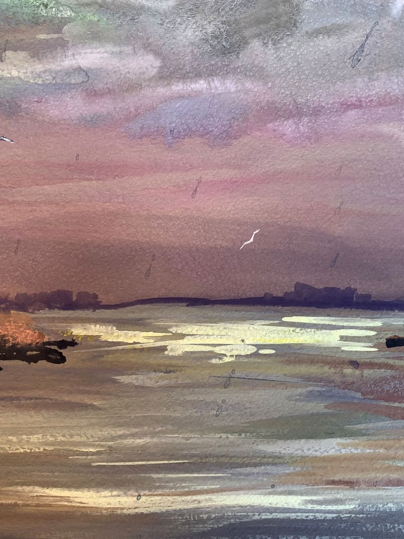 Watercolor painting Sunset on the spit Svetlana Gramm - 7