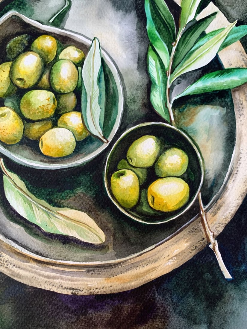 Watercolor painting Olive Olga Ponomaryva - 6