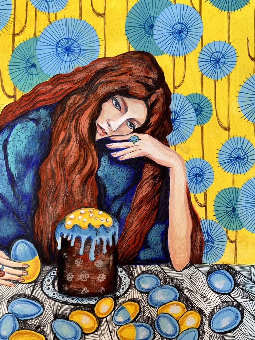 Acrylic painting Waiting for the holiday Olga Ponomaryva - 5