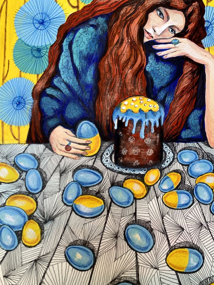 Acrylic painting Waiting for the holiday Olga Ponomaryva - 6
