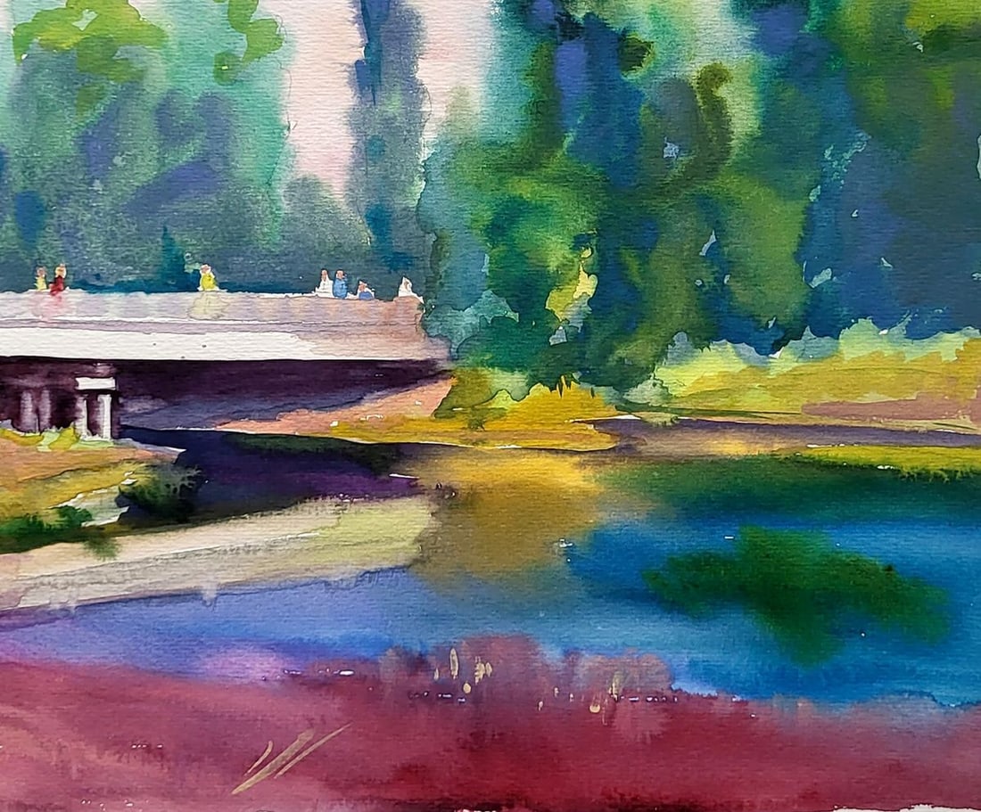 Watercolor painting Near the bridge Serdyuk Boris Petrovich - 5