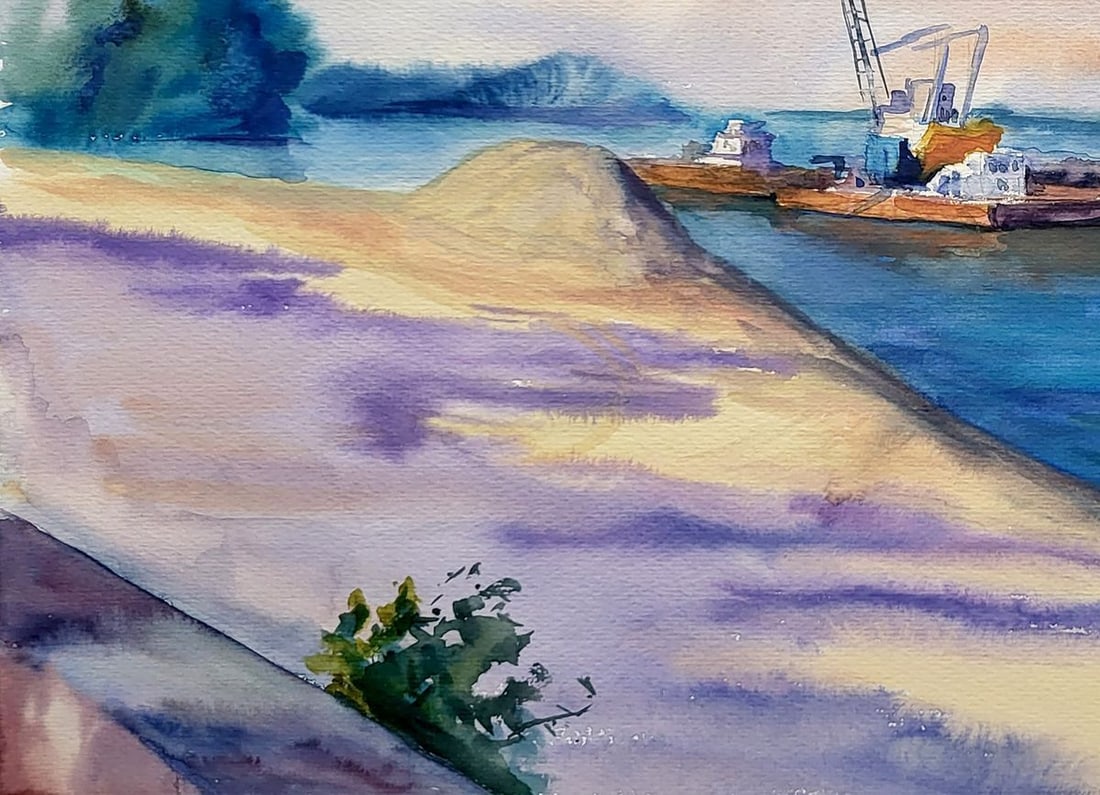 Watercolor painting Dredge on the Dnieper Serdyuk Boris Petrovich - 4