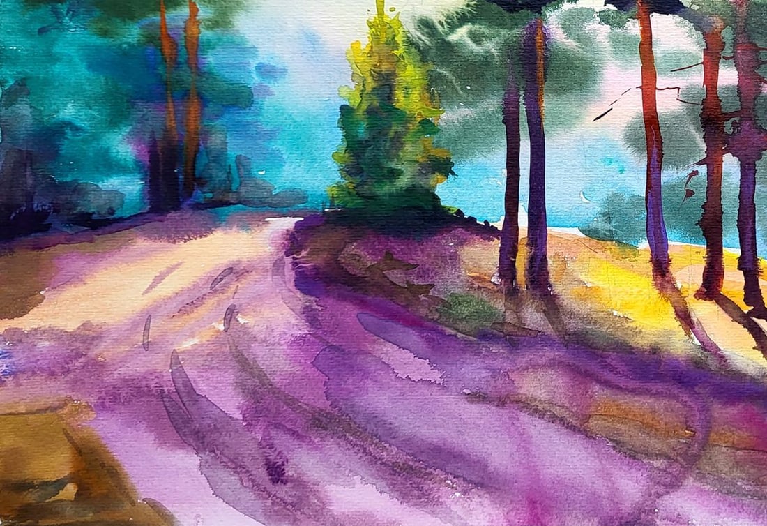 Watercolor painting Forest road Serdyuk Boris Petrovich - 4