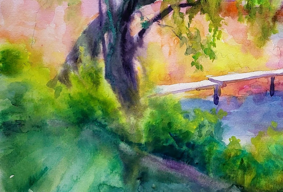 Watercolor painting Reed bridge Serdyuk Boris Petrovich - 4