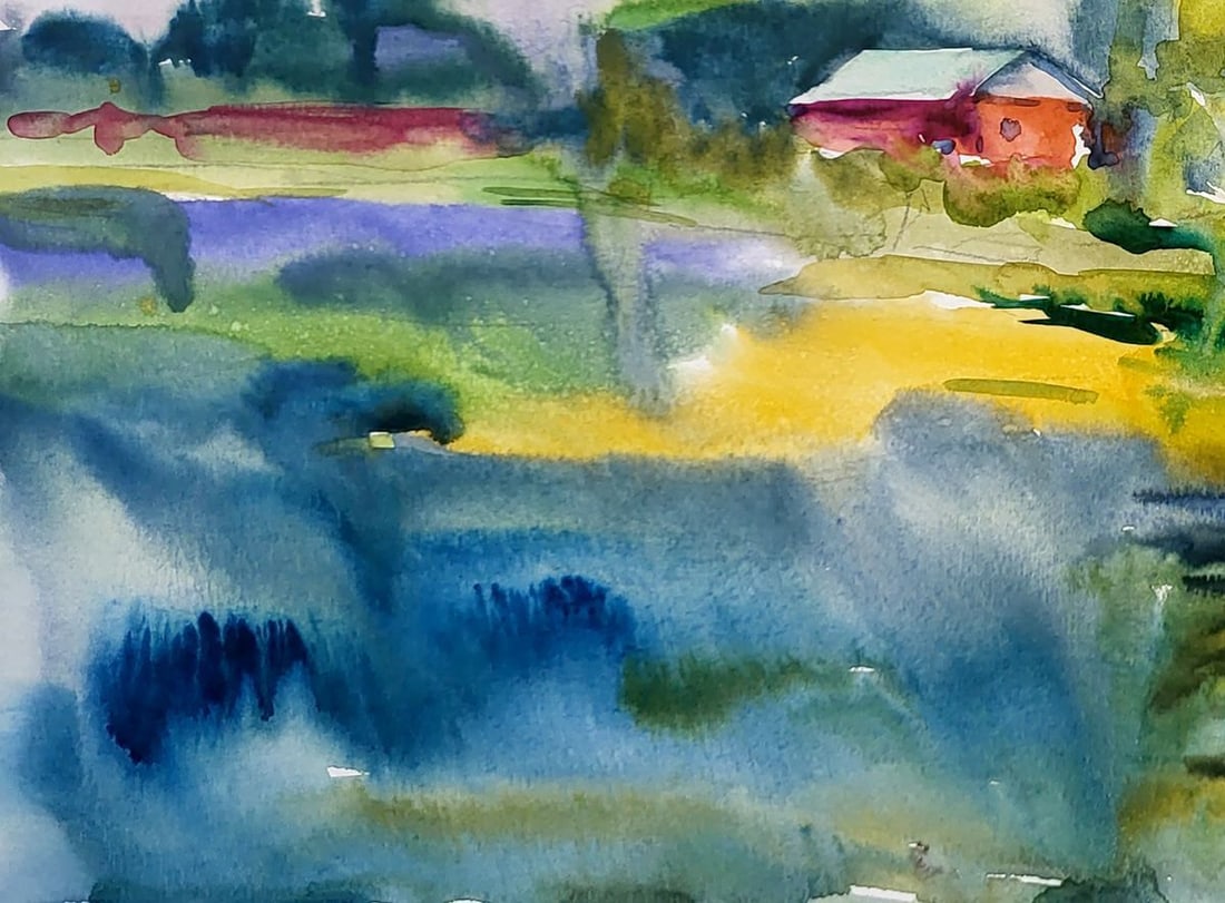 Watercolor painting On the pond Serdyuk Boris Petrovich - 4
