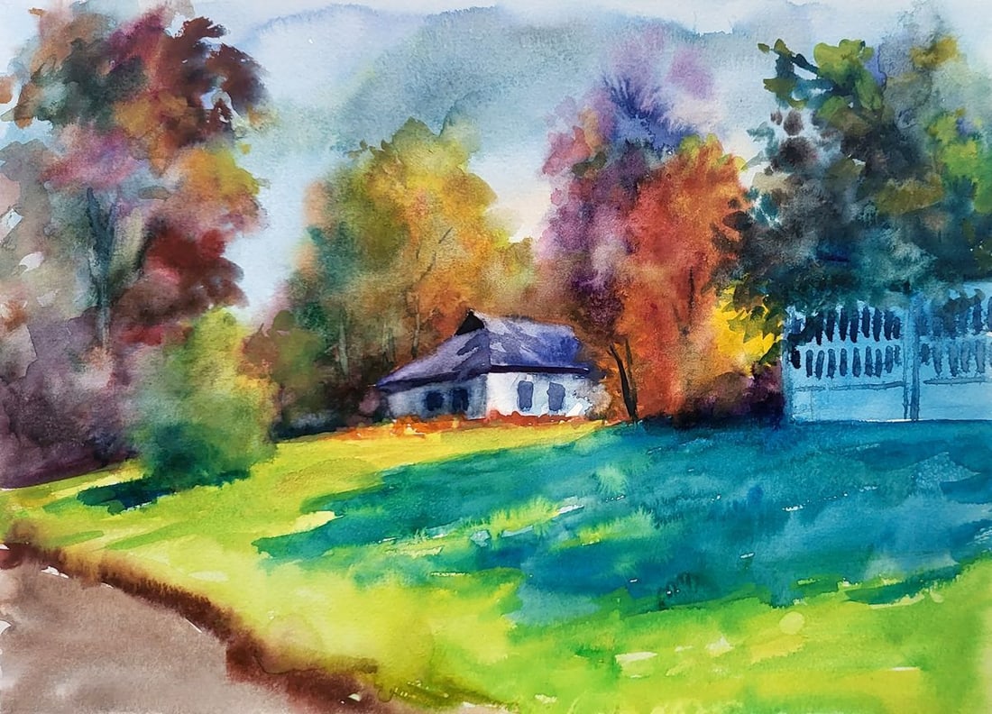 Watercolor painting Sunny autumn Serdyuk Boris Petrovich (1 of 5)