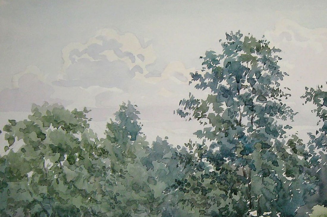Watercolor painting Dense forest Kalebets Valery - 2