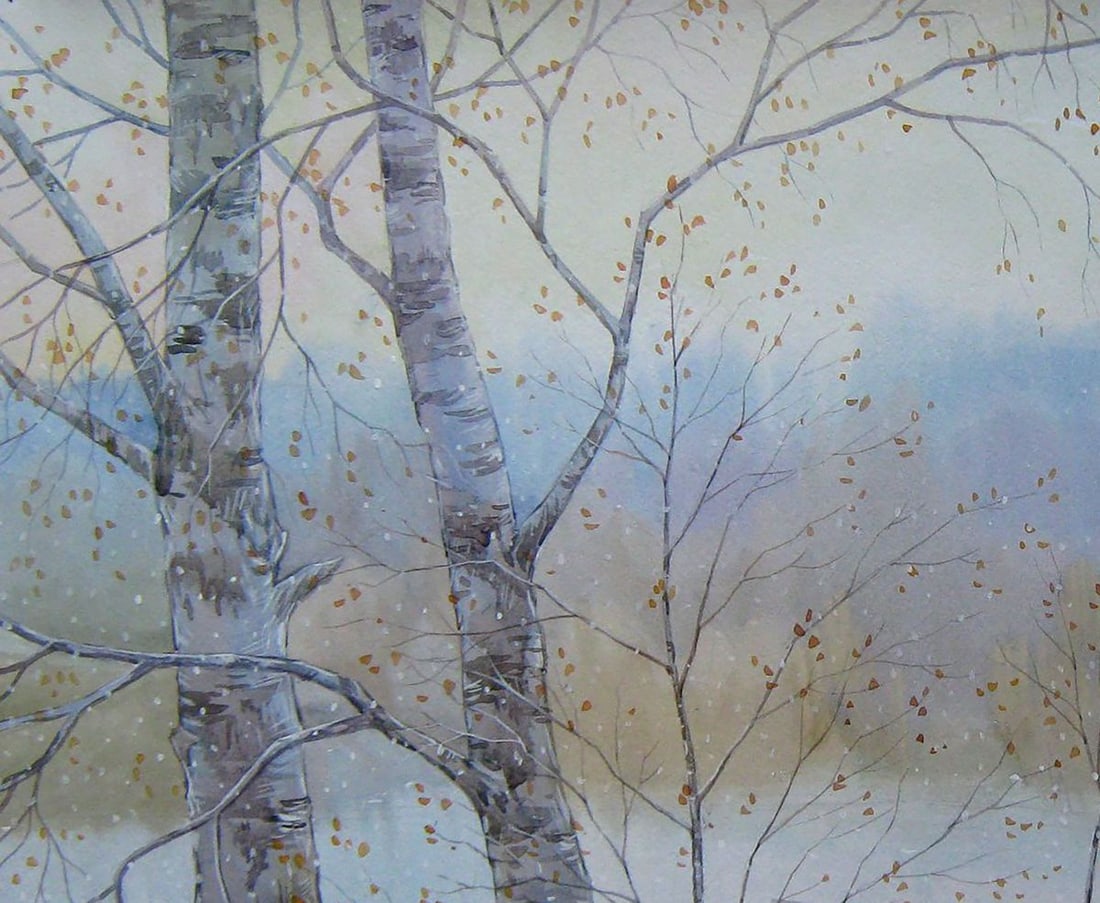 Watercolor painting Snow goes Kalebets Valery - 2