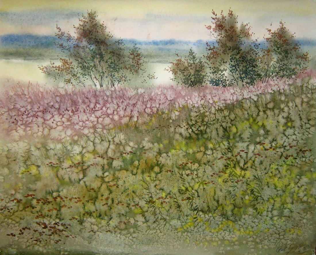 Watercolor painting The grass is blooming Kalebets Valery: Title: Watercolor painting The grass is blooming Kalebets Valery Description: NoSav 195 *** ABOUT THIS PAINTING *** * TITLE: "The grass is blooming" * ARTISTS: Kalebets Valery * SIZE: 40x50 cm/'15.74x