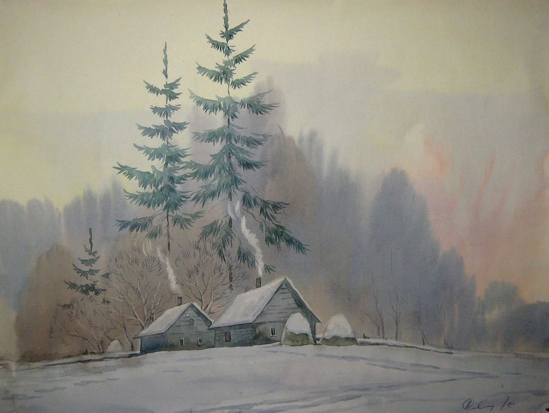 Watercolor painting At the edge of the village Kalebets Valery: Title: Watercolor painting At the edge of the village Kalebets Valery Description: NoSav 201 *** ABOUT THIS PAINTING *** * TITLE: "At the edge of the village" * ARTISTS: Kalebets Valery * SIZE: 30x40