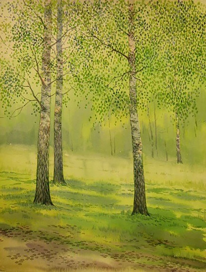 Watercolor painting May. Birches Kalebets Valery: Title: Watercolor painting May. Birches Kalebets Valery Description: NoSav 218 *** ABOUT THIS PAINTING *** * TITLE: "May. Birches" * ARTISTS: Kalebets Valery * SIZE: 40x30 cm/'15.74x11.81 inches' * ME