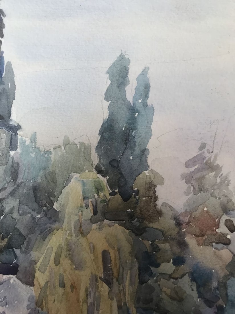 Watercolor painting City river Wihyrovskii Victor - 6