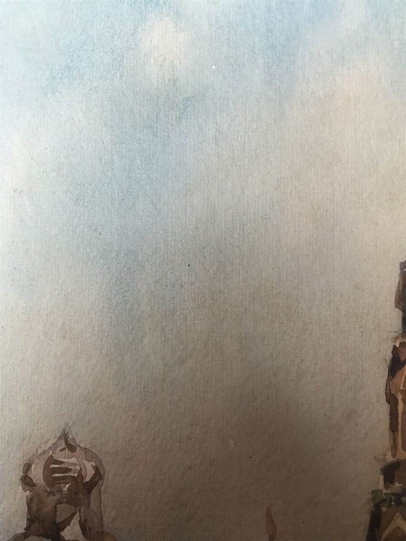 Watercolor painting Big church Unknown artist - 4