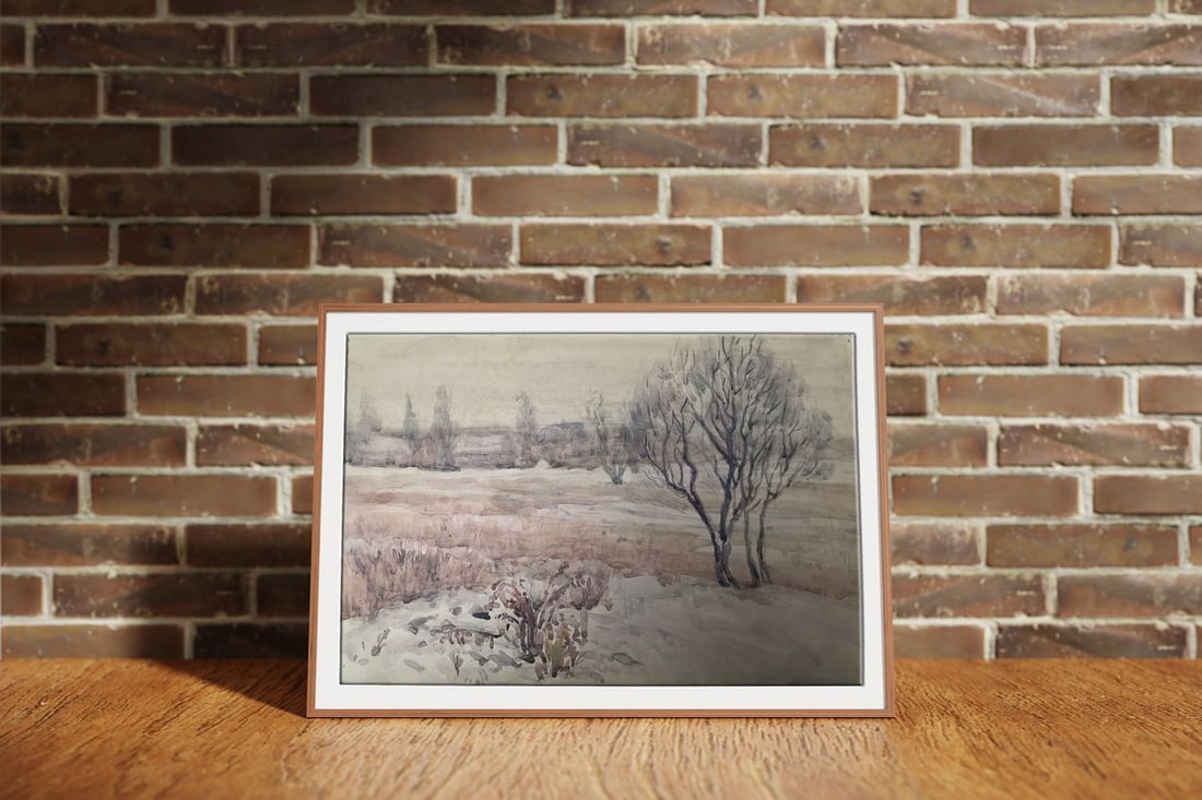 Watercolor painting The coming of winter Unknown artist - 3