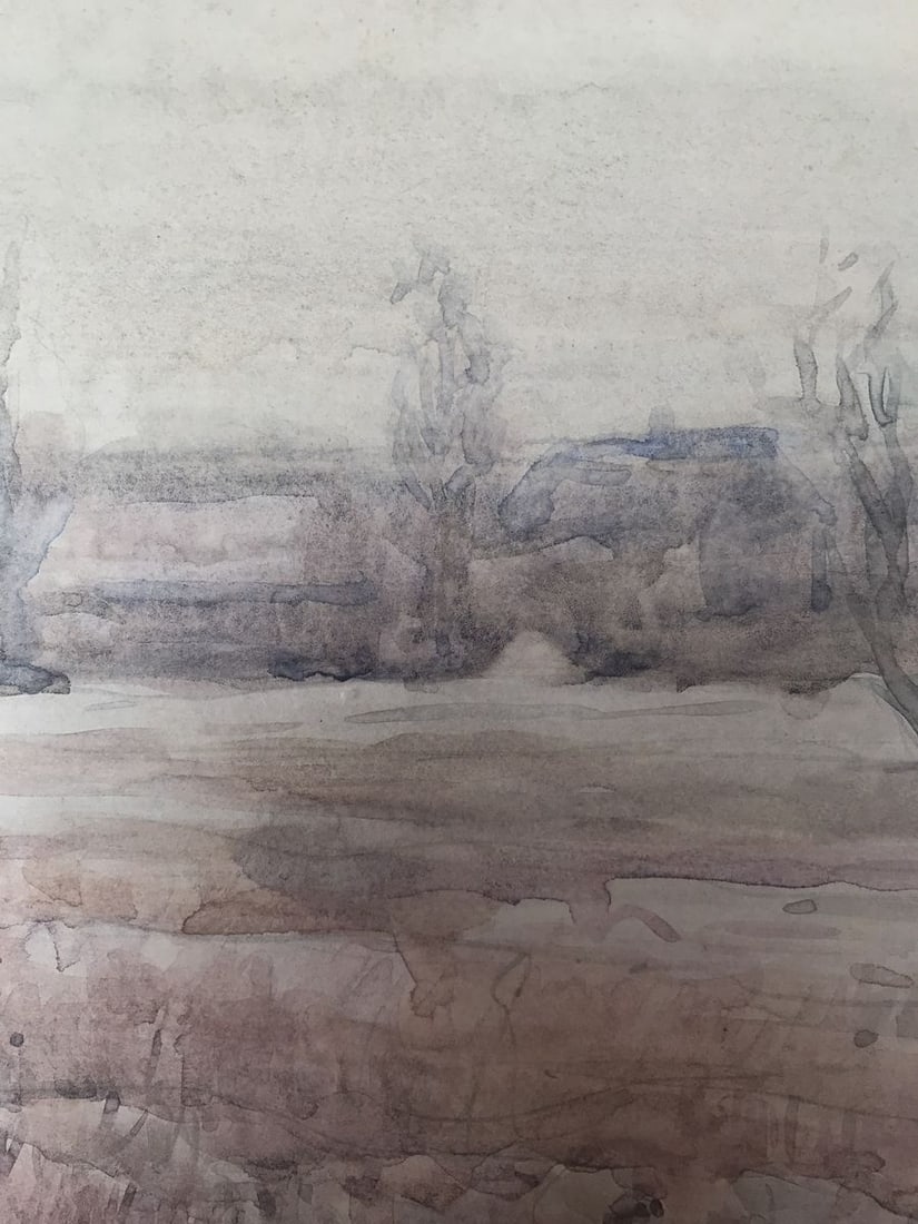 Watercolor painting The coming of winter Unknown artist - 6