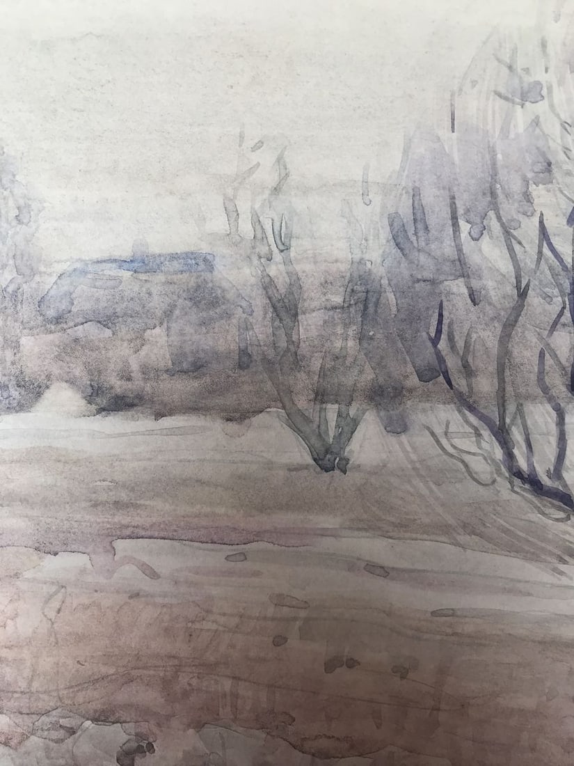 Watercolor painting The coming of winter Unknown artist - 7