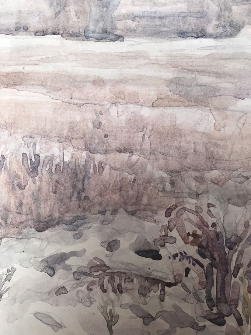 Watercolor painting The coming of winter Unknown artist - 9