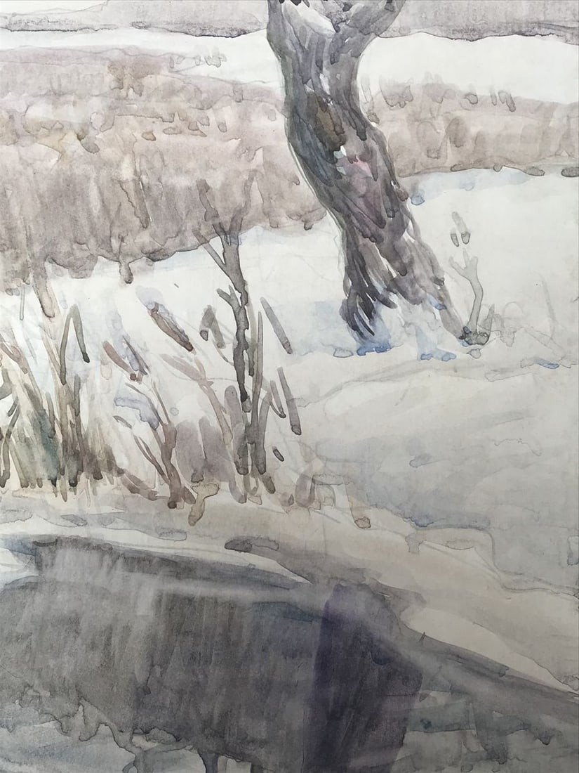 Watercolor painting Winter's end Wihyrovskii Victor - 7