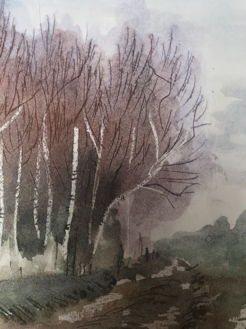 Watercolor painting Autumn came Unknown artist - 7