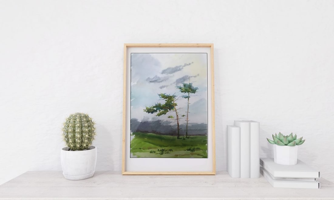 Watercolor painting Rainy day Unknown artist - 2