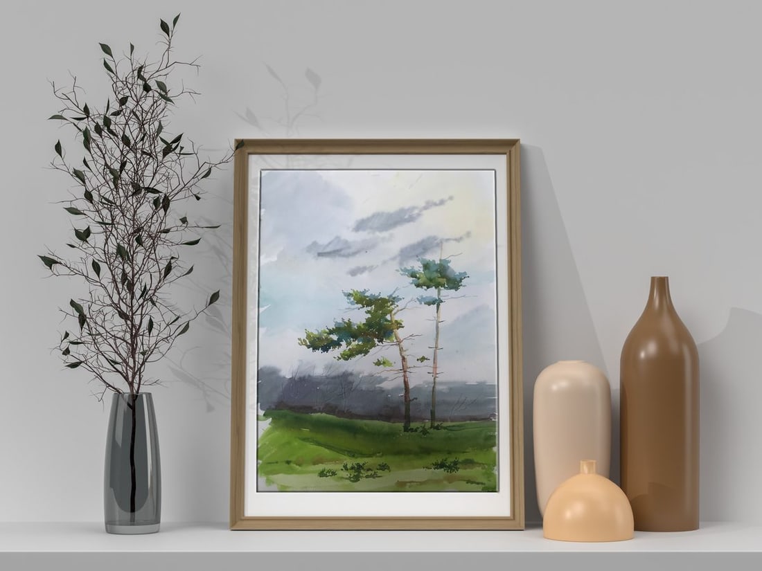 Watercolor painting Rainy day Unknown artist - 3