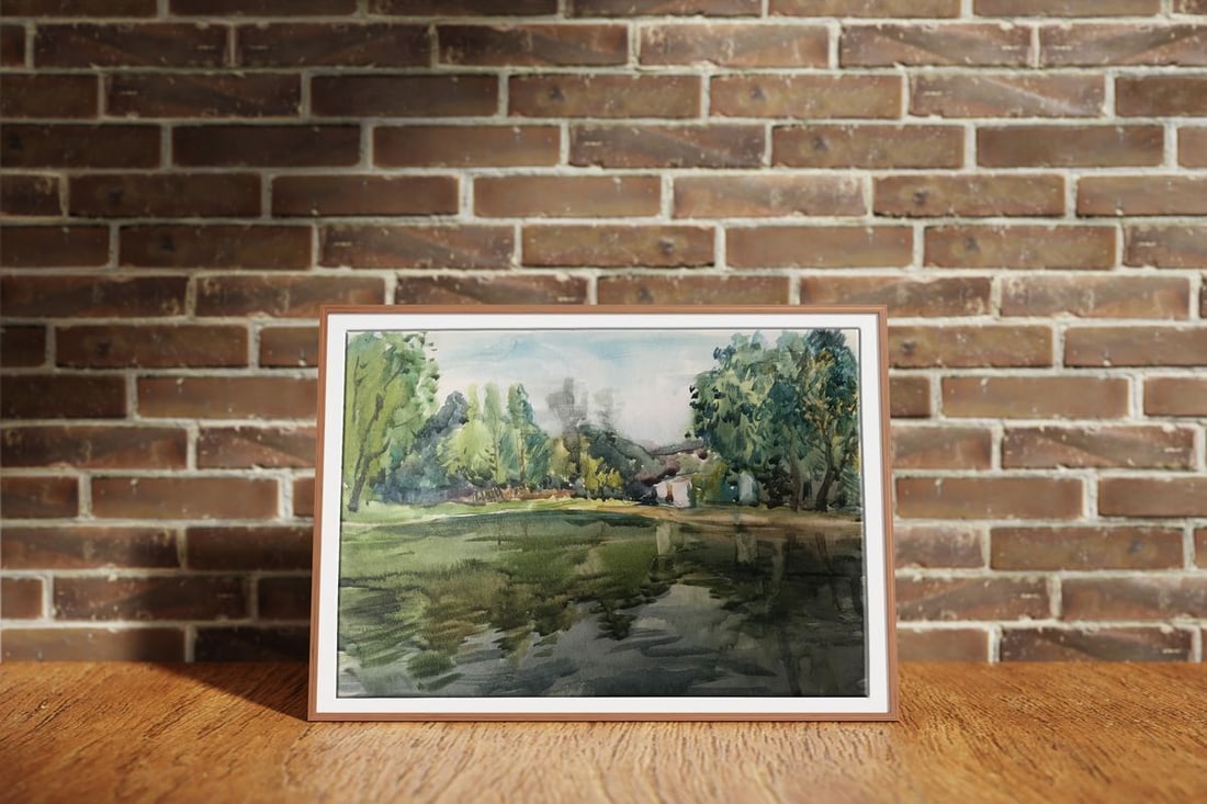 Watercolor painting Outdoors in the forest Unknown artist - 3