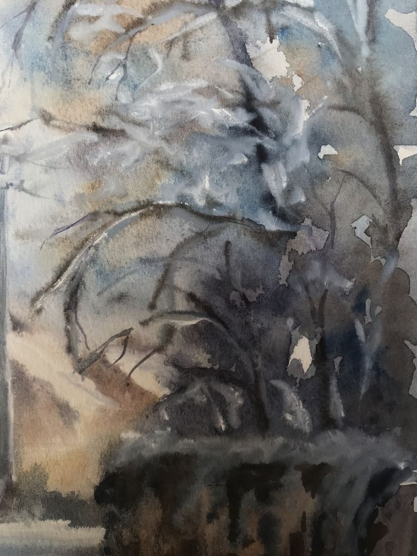 Watercolor painting Streets in the snow Wihyrovskii Victor - 10