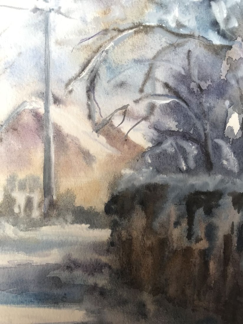 Watercolor painting Streets in the snow Wihyrovskii Victor - 9