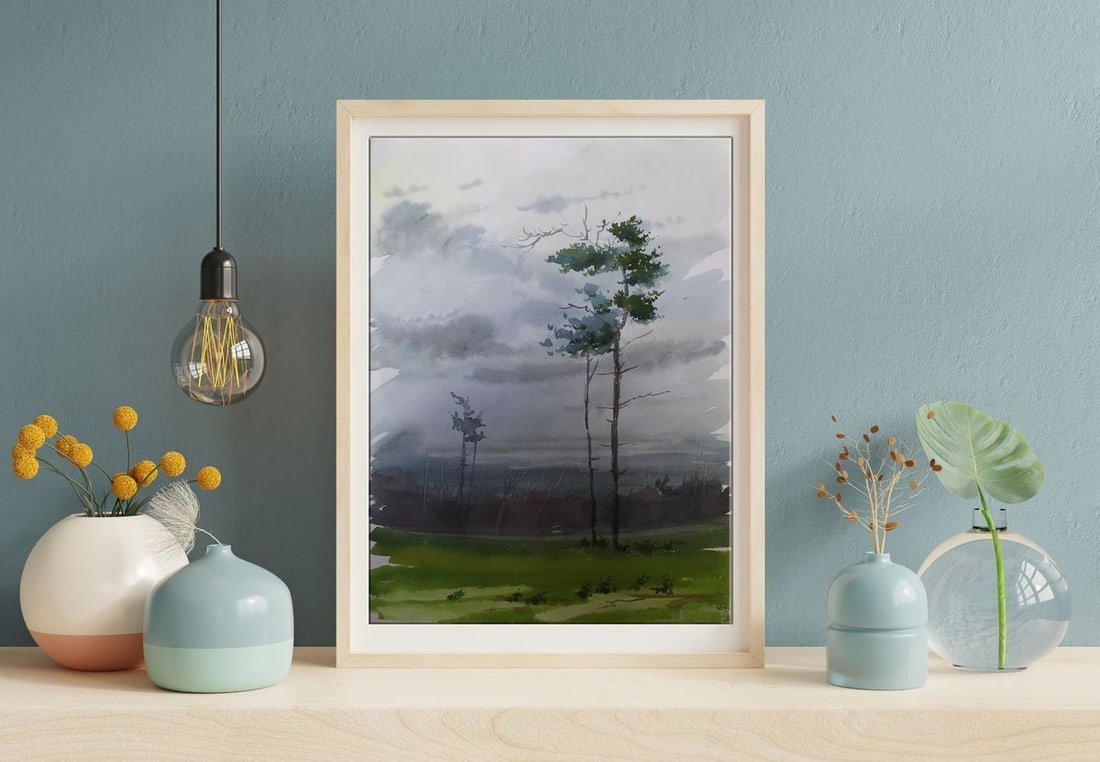 Watercolor painting After the rain Unknown artist - 2
