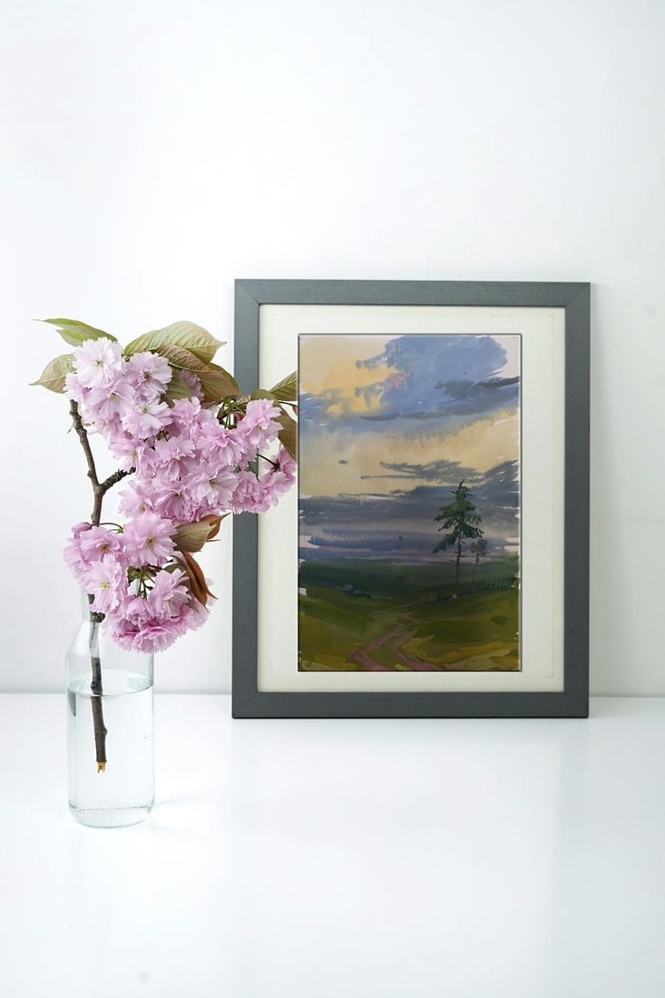 Watercolor painting Road in the field Unknown artist - 2