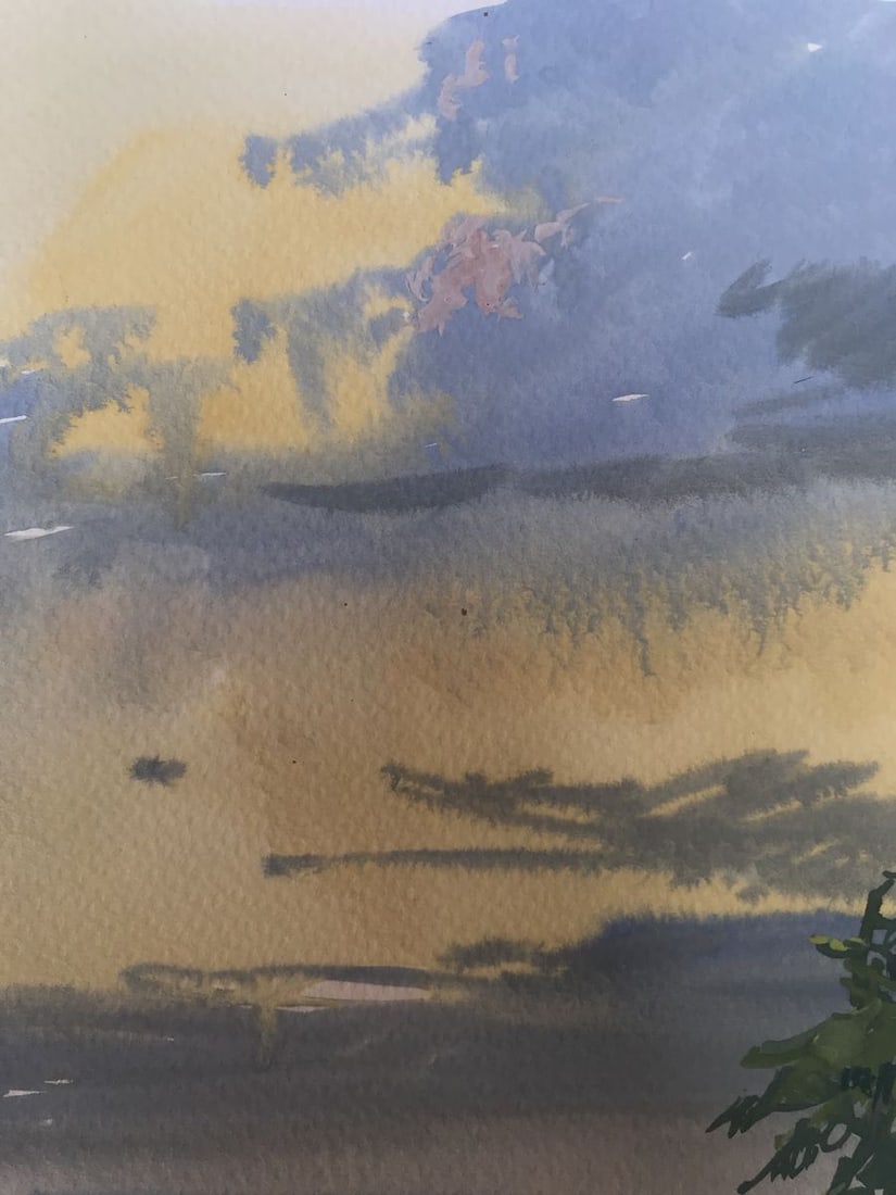Watercolor painting Road in the field Unknown artist - 4