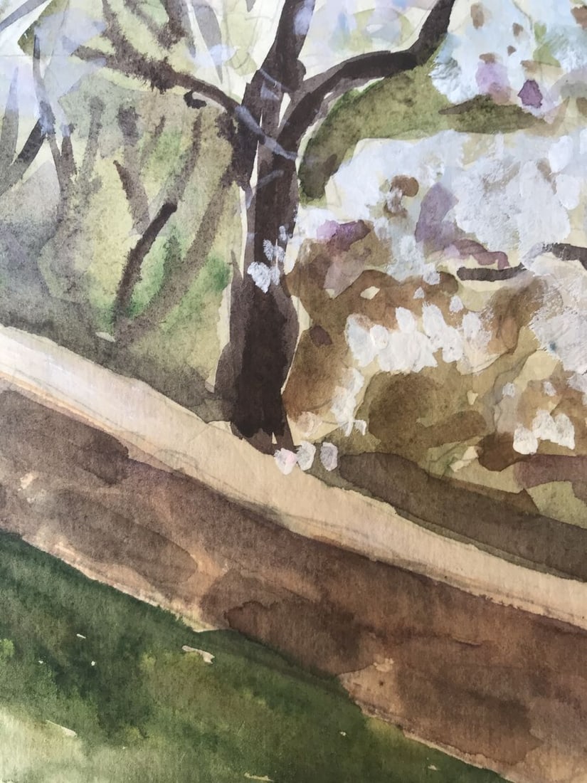 Watercolor painting Trees bloom Unknown artist - 10